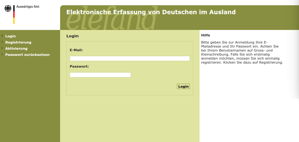 Elefand - Elektronische Erfassung von Deutschen im Ausland